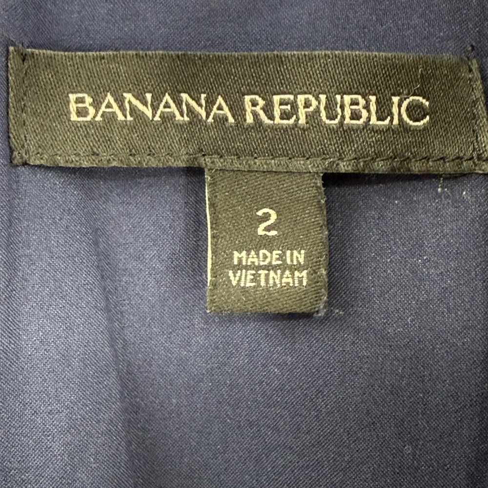 Banana Republic Navy Tweed Shift Dress Pockets Frayed Trim Size 2 - Picture 8 of 9